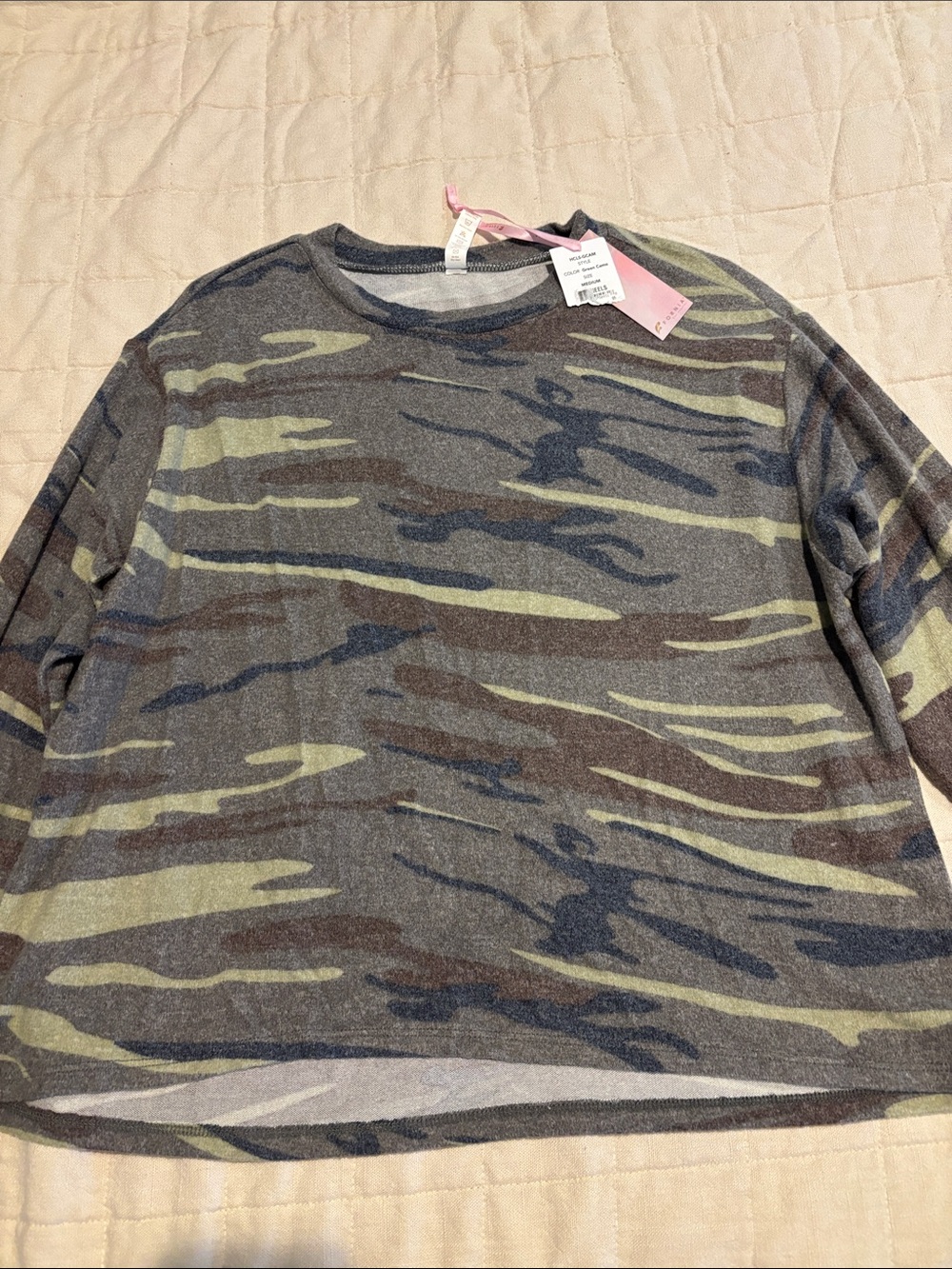 Fornia Camo Long-Sleeve Top - Olive & Gray
